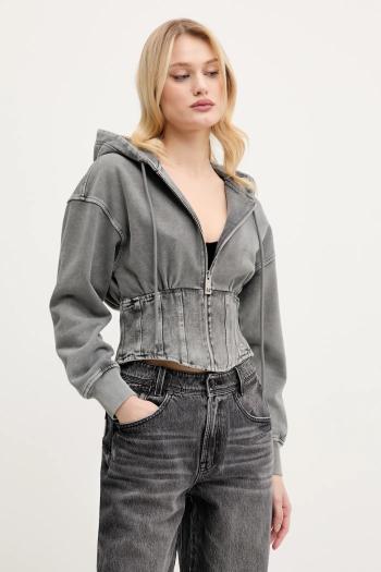 Bavlnená mikina Miss Sixty dámska, šedá farba, s kapucňou, jednofarebná, 6S1TJ57300