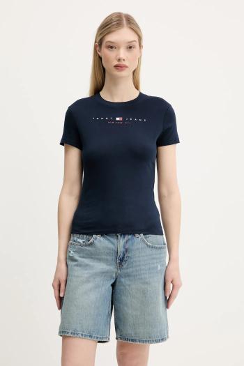 Bavlnené tričko Tommy Jeans dámske, tmavomodrá farba, DW0DW21422