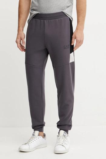 Tepláky EA7 Emporio Armani pánske, šedá farba, vzorované, AF12660.7M000281