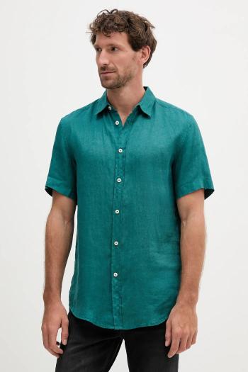 Ľanová košeľa United Colors of Benetton biela farba, regular, s klasickým golierom, 5BKU5QJH8