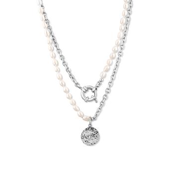 JwL Luxury Pearls Štýlový oceľový náhrdelník s pravými riečnymi perlami JL0799