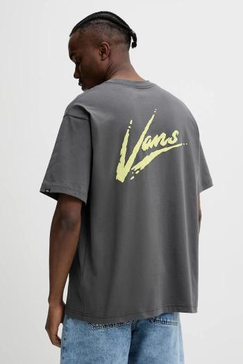 Bavlnené tričko Vans pánske, šedá farba, s potlačou, VN000K42EBA1