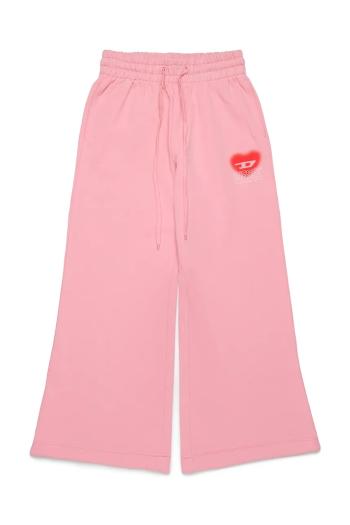 Detské bavlnené tepláky Diesel PCUORE TROUSERS ružová farba, s potlačou, J02231
