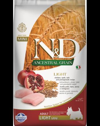 FARMINA N&amp;D Ancestral Grain Ancestral Dog light chicken &amp; pomegranate Hrana caini talie mica, cu pui si rodie 2,5 kg