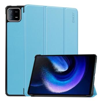 ENKAY LEATHER Zaklápací obal pre Xiaomi Pad 6 / Pad 6 Pro svetlomodrý