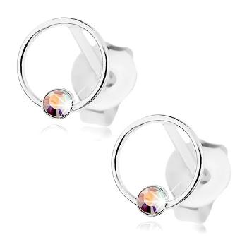Náušnice zo striebra 925, krúžok, Swarovski krištáľ s dúhovým odleskom