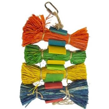 Duvo+ Závesná farebná hračka pre exoty z rafie a bambusu 25,4 × 12 × 3,8 cm (5414365384746)