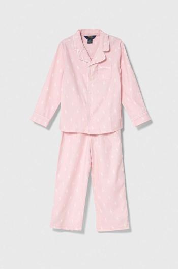 Detské bavlnené pyžamo Polo Ralph Lauren ružová farba, vzorované