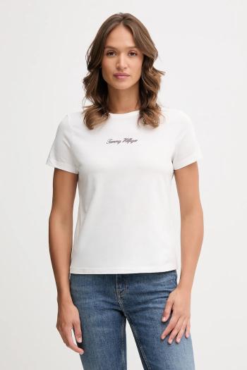 Bavlnené tričko Tommy Hilfiger dámske, biela farba, WW0WW47460