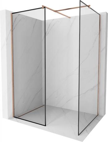 MEXEN/S - Kioto Sprchová zástena Walk-in 120 x 90 cm, čierny vzor, meď kartáčovaná 800-120-202-65-70-090