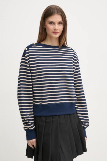 Bavlnená mikina Tommy Hilfiger dámska, tmavomodrá farba, vzorovaná, WW0WW44447