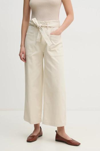 Nohavice Dkny dámske, béžová farba, široké, vysoký pás, DJ5P3032