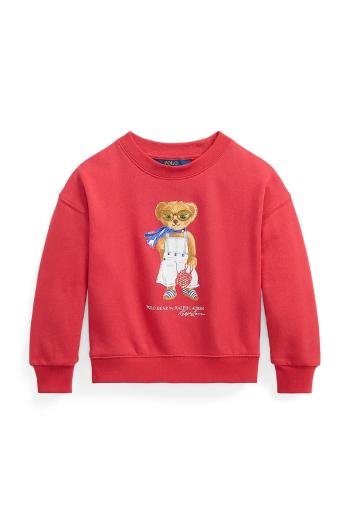 Detská bavlnená mikina Polo Ralph Lauren červená farba, s potlačou, 312965228001