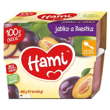 HAMI Prvá lyžička 100% ovocia Slivka a jablko od 4.mesiaca 4x100 g