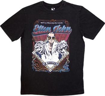 Elton John Tričko Psych Vintage Stone Wash Unisex Black XL