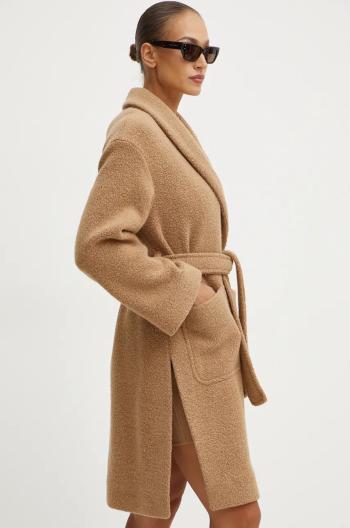 Vlnený kabát Max Mara Leisure hnedá farba, prechodný, oversize, 2426906018600