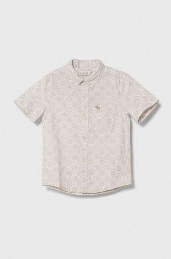 Detská bavlnená košeľa Abercrombie & Fitch béžová farba