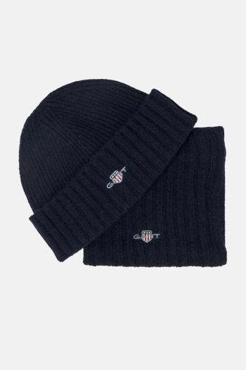 KÉSZLET SAPKA ÉS SÁL GANT BEANIE SNOOD GIFT SET EVENING BLUE