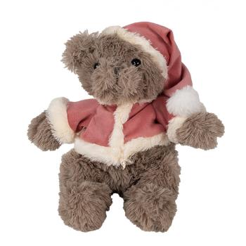 Hnědý plyšový medvídek v kabátku a čepičce - 19*19*30 cm TW0589