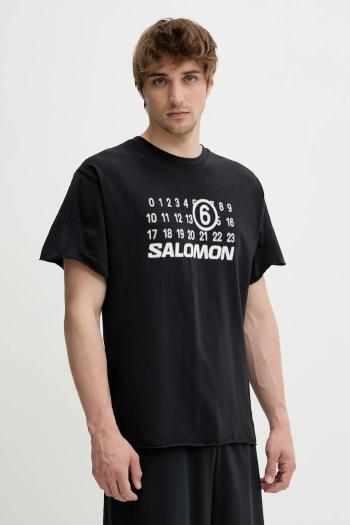Tričko MM6 Maison Margiela x Salomon pánske, čierna farba, s potlačou, SH0GC0051