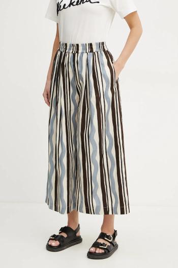 Bavlnené nohavice Weekend Max Mara dámske, béžová farba, široké, vysoký pás, 2515131102600