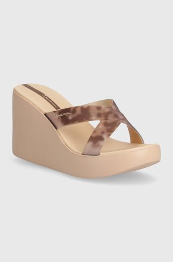 Šľapky Ipanema HIGH FASHION dámske, béžová farba, na kline, 83520-AQ407