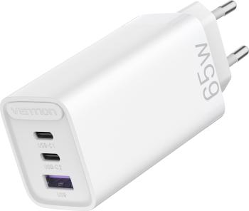 Töltő adapter Vention 3-port GaN Charger (65W USB-C / 30W USB-C / 30W USB) White