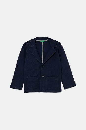 Detská bavlnená bunda United Colors of Benetton tmavomodrá farba, 3KWYG600F