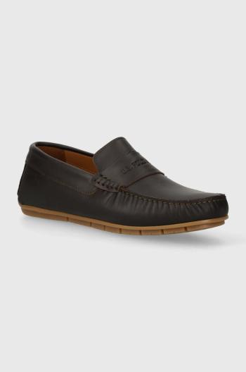 Kožené mokasíny U.S. Polo Assn. RIVER pánske, hnedá farba, RIVER003M 4L1