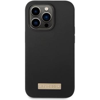Guess Silicone Metal Logo MagSafe Kompatibilný Zadný Kryt pre iPhone 14 Pro Black (GUHMP14LSBPLK)