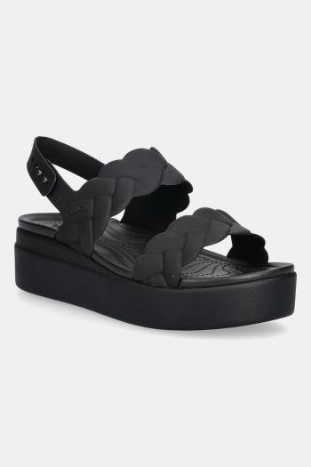 Sandále Crocs Brooklyn Woven Upper Low Wedge čierna farba, na platforme, 209977