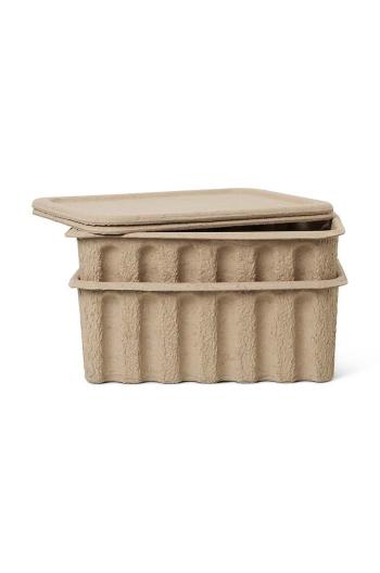 Úložná krabica ferm LIVING Paper Pulp Box L 2-pak