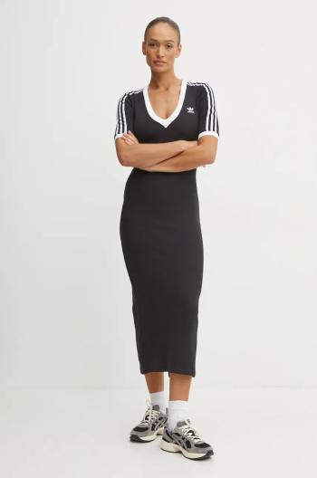 Šaty adidas Originals čierna farba, maxi, priliehavá, IX6962