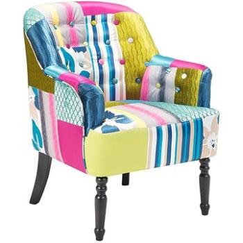 Modré patchwork čalúnené kreslo Chesterfield MANDAL, 55374