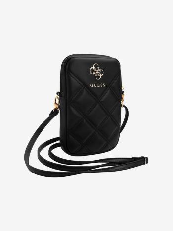 Guess PU Quilted 4G Metal Logo Taška na Telefon se Zipem Black Telefontok Lila