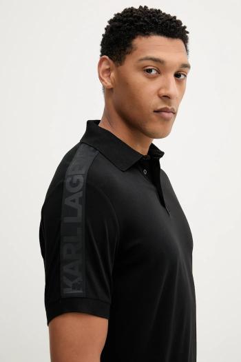 Polo tričko Karl Lagerfeld pánske, čierna farba, jednofarebná, 553235.745019