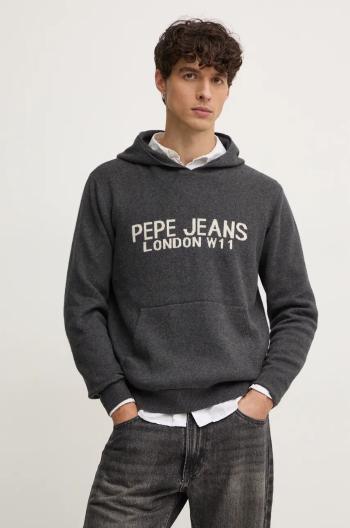 Sveter s prímesou vlny Pepe Jeans CARSON pánsky, šedá farba, PM702459