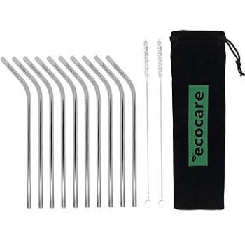 ECOCARE Kovové slamky Set Silver Bent 10 ks (0750122022038)