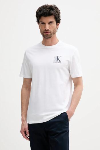 Bavlnené tričko Calvin Klein pánske, biela farba, s potlačou, LV04RC853G