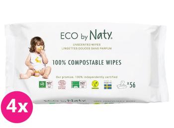 4x ECO BY NATY Sensitive Vlhčené obrúsky bez vôně 56 ks