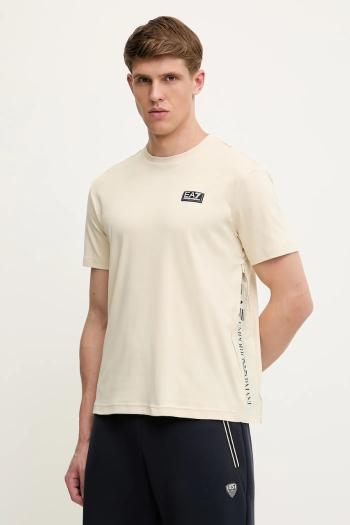Tričko EA7 Emporio Armani pánske, béžová farba, jednofarebné, AF14616.7M000516