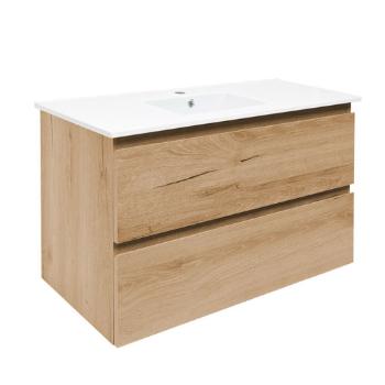 Kúpeľňová skrinka 2 zásuvky s keramickým umývadlom SAT B-Way 99x50x45 cm BWAY2100OAKU4BI