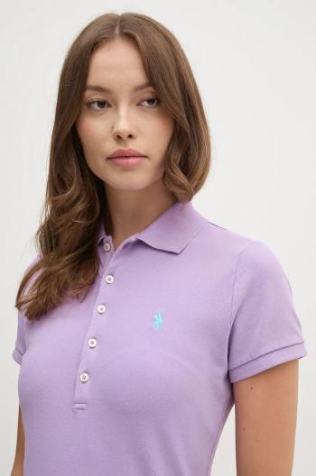 Bavlnené polo tričko Polo Ralph Lauren fialová farba, 211939271