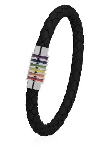 Troli Čierny kožený náramok s magnetickou sponou