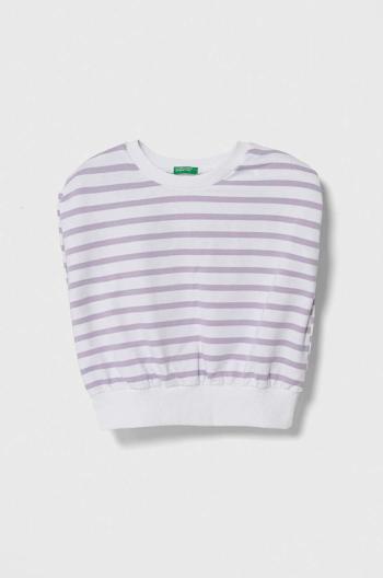 Detské bavlnený top United Colors of Benetton fialová farba