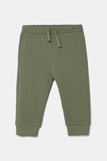 Detské tepláky United Colors of Benetton zelená farba, jednofarebné, 3J70GF010
