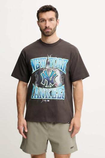 Bavlnené tričko 47 brand MLB New York Yankees pánske, šedá farba, s potlačou, BB017TMKBRU643626C9