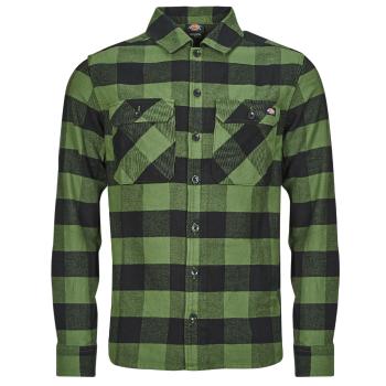 Dickies  NEW SACRAMENTO SHIRT PINE GREEN  Košele s dlhým rukávom Kaki