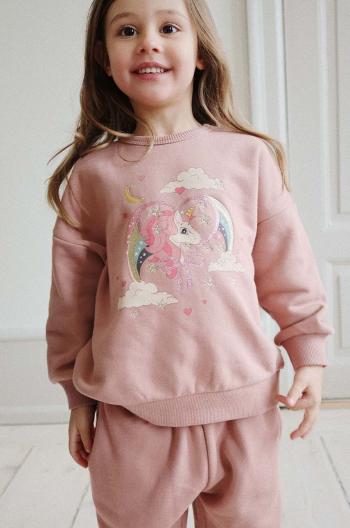 Detská mikina Konges Sløjd LOU GLITTER SWEATSHIRT OCS ružová farba, s potlačou, KS101562