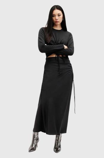Sukňa AllSaints ALEXIA čierna farba, maxi, rovný strih, W051RB